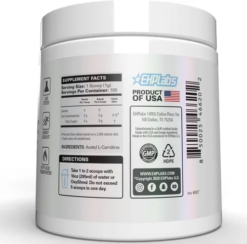 Miniatura 8 de EHP Labs Polvo de acetil L carnitina – Apoya la producción de energía natural, ayuda en la función saludable del cerebro, apoya la salud