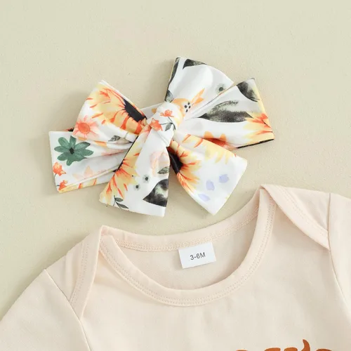 Miniatura 91 de Sejardin Ropa de verano para bebé y niña, recién nacida, manga corta, con letras, mameluco elástico con diadema