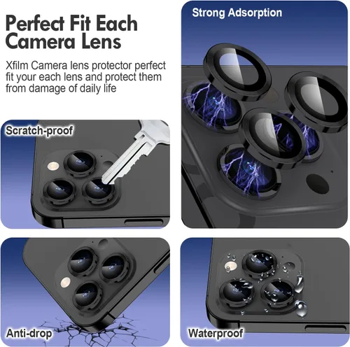 Miniatura 3 de Protector de lente de cámara Bling para iPhone 14 Pro/14 Pro Max, dureza 9H a prueba de rayones, protector de anillo individual de metal, accesorios