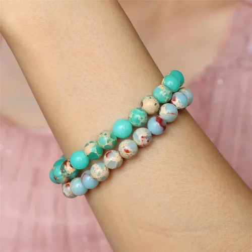 Miniatura 4 de Risyfjew 3 pulseras de cristal curativo para mujer de 0.315 in de piedra natural con cuentas elásticas de amatista, regalos de joyería