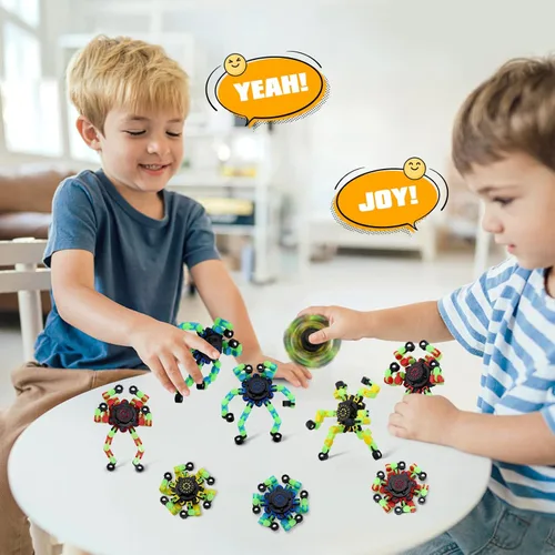Miniatura 6 de 8 piezas de juguetes para ansiedad que brillan en la oscuridad, giroscopio en la punta del dedo DIY robot deformable divertido juguete sensorial