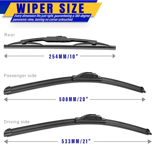 Miniatura 2 de 3 limpiaparabrisas de repuesto para Honda CRV 2002-2006, repuesto de equipo original, 21 pulgadas, 20 pulgadas, 10 pulgadas (juego de 3) gancho U/J