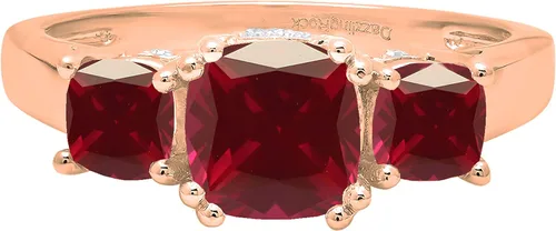 Miniatura 63 de Dazzlingrock Collection Anillo de boda de 3 piedras preciosas creadas en el centro de cojín de 0.04 quilates y diamante blanco natural redondo