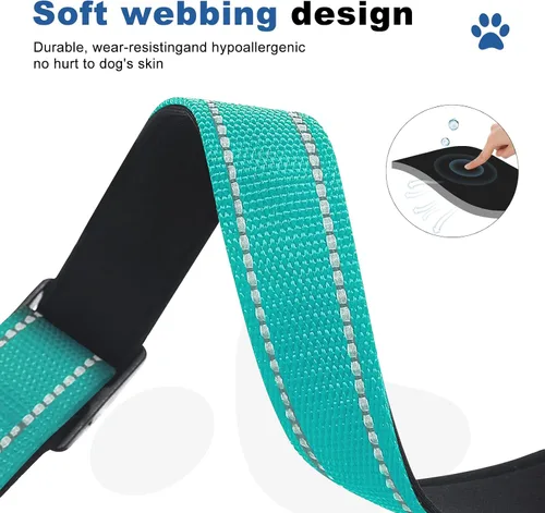 Miniatura 3 de Collares de perro Martingala reflectantes. Collar de perro con hebilla de liberación rápida. Collar ajustable de nailon transpirable acolchado suave