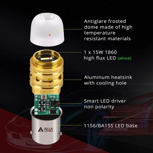 Miniatura 7 de Alla Lighting BA15S 7506 1156 Bombillas LED Xtreme súper brillantes 3497 2396 93 1003 199 1159 1141 P21W 87 7527 1093 1073, señal/cola de freno