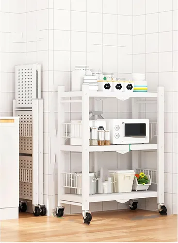 Miniatura 5 de Estantes plegables de almacenamiento, estantes plegables de metal con ruedas, estantes y estantes de almacenamiento, estantes rodantes, estantes