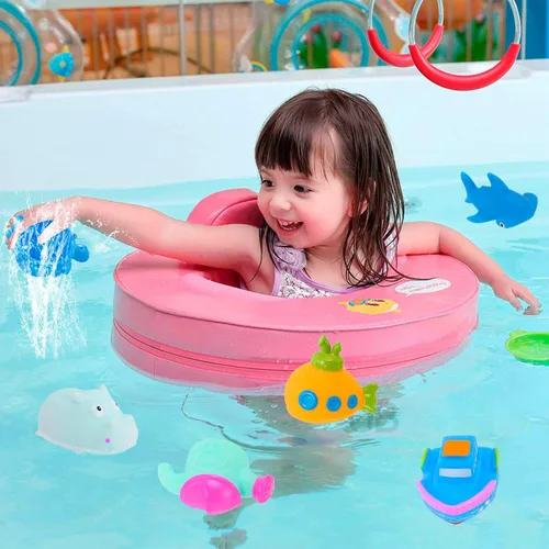 Miniatura 4 de INNOCHEER Juguetes de baño para bebés para niños pequeños, juguetes de mesa de agua con tazas apilables sin moho, red organizadora de secado rápido