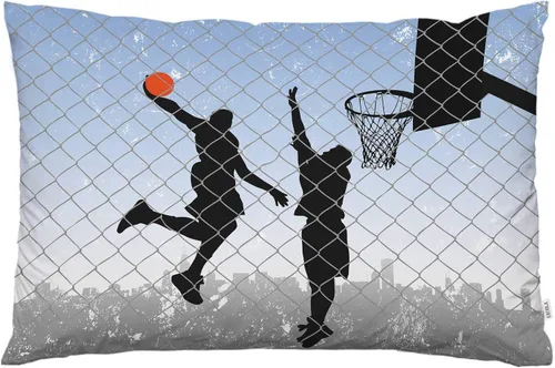 EKOBLA Funda de almohada con diseño vintage de arte urbano y deportivo, diseño deportivo, silueta negra, decoración de jugador, funda de almohada