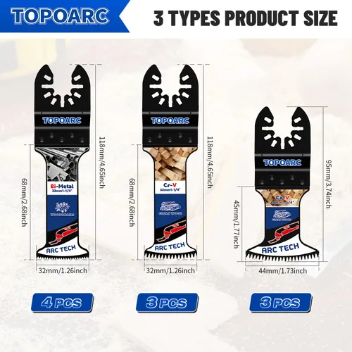 Miniatura 7 de 10 piezas de hojas de sierra oscilantes profesionales con dientes japoneses, hojas multiherramienta para madera, plásticos y metal, kits de hojas