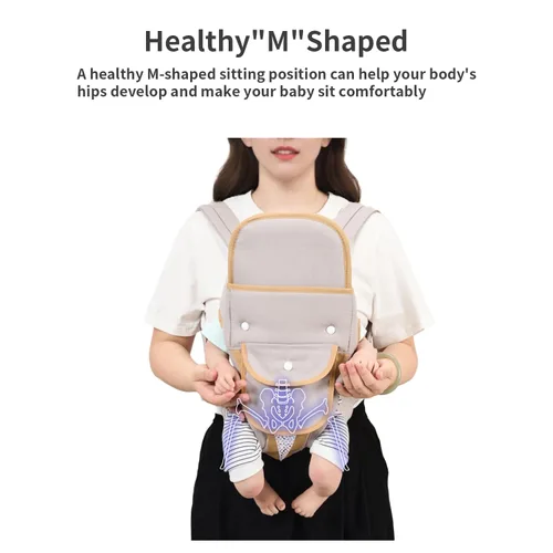 Miniatura 4 de KIYUMI Portabebés portátil para recién nacido, portabebés para niños, ligero y transpirable, cadera 4 en 1, color gris