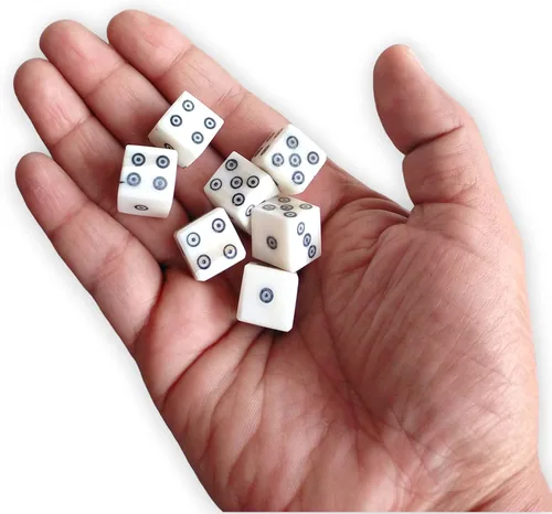 Miniatura 6 de D6 Juego de 6 dados vikingos/medievales para apuestas (9/16 pulgadas o 0.551-0.591 in) de grosor (hueso, 0.551 in)