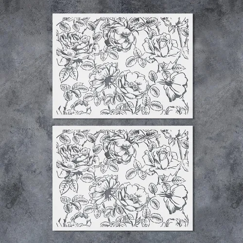 GSS Designs - Paquete de 2 plantillas de pared de flores grandes para pintar de 12 x 16 pulgadas, plantillas florales para pintar en paredes, suelos