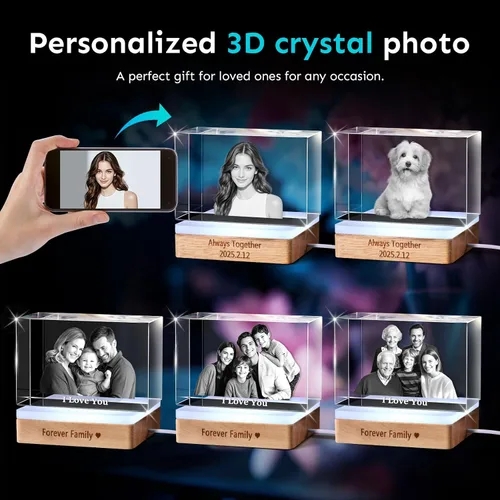 Miniatura 3 de Foto de Cristal 3D Personalizada Imagen 3D en Cristal - Regalo para Mamá Esposa Ella Abuela Él Papá Navidad Año Nuevo Cumpleaños Boda Parejas Paisaje