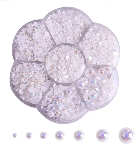 Miniatura 13 de 5700 piezas de medias perlas coloridas para manualidades, perlas de uñas para manualidades, accesorios de bricolaje, perlas de espalda plana