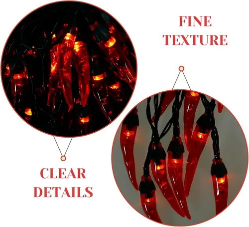 Miniatura 8 de Uonlytech 1 juego de luces de cadena de chile rojo decoración de pesebre para exterior Jalepeño pimienta chile hada luz de cocina luces decorativas