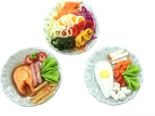 3 alimentos dietéticos en miniatura para casa de muñecas Comida pequeña comida muñecas coleccionables, comida para muñecas, kits de casa de muñecas