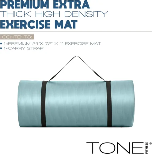 Miniatura 2 de Tone Fitness Esterilla de yoga de 1 pulgada de grosor Alfombrilla de ejercicio antideslizante de alta densidad con correa de transporte para yoga