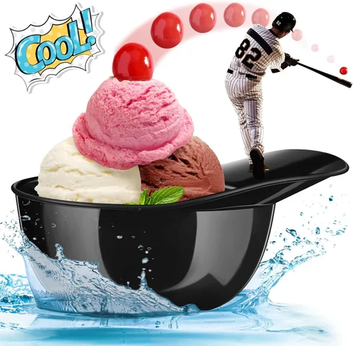 Miniatura 6 de Baderke Cuencos para gorra de béisbol de postre de helado, tazón de 8 onzas, mini tazones para casco, vasos de plástico para suministros de fiesta