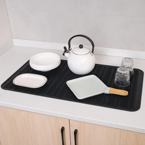 Miniatura 6 de MicoYang Alfombrilla de silicona para secado de platos para múltiples usos, fácil de limpiar, ecológica, resistente al calor, alfombrilla