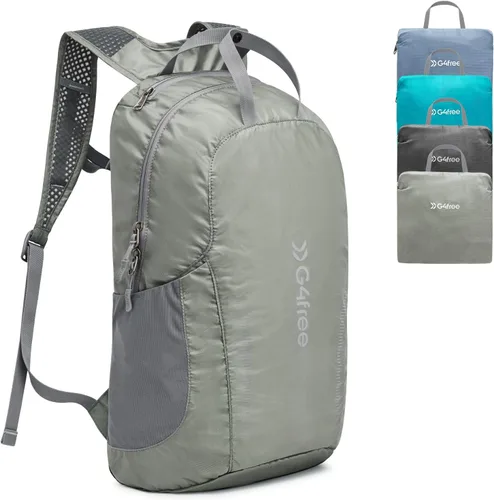 G4Free Mochila de senderismo ligera de 25 litros, plegable, plegable, deportiva, resistente al agua, para mujeres y hombres (verde gris)