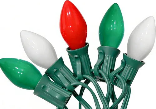 Miniatura 11 de Cadena de luces LED para exteriores de 25 pies, cadena de luces C9 con 27 bombillas multicolor pintadas en aerosol de 0.6 W, luces de Navidad