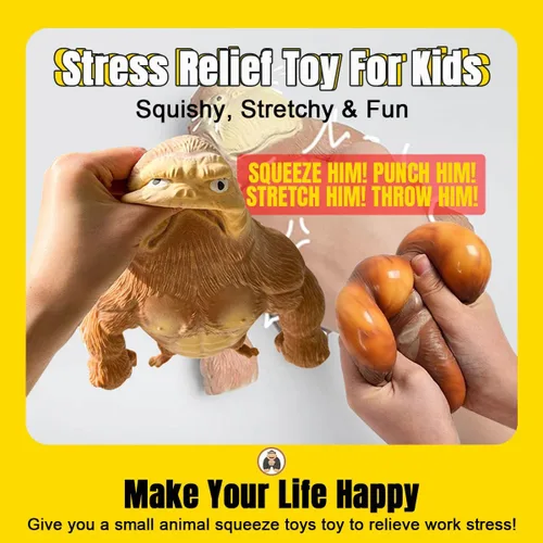 Miniatura 3 de YHan Juguete Fidget de Mono Elástico Suave para Alivio del Estrés para Niños y Adultos, Peluches de Animales, Juguetes Sensoriales Elásticos