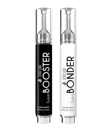 Super Booster 0.5 fl oz & Extra Bonder 0.5 fl oz - Stacy Lash/Adhesivo Acelerador/Extensión de Pegamento Activador/Sellador/Previene la