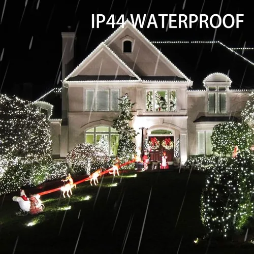 Miniatura 3 de Dazzle Bright Paquete de 2 tiras solares de Navidad blancas de 400 LED de 132 pies para exteriores, funciona con energía solar con 8 modos de luces