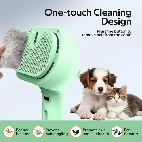 Miniatura 3 de Cepillo de aseo para mascotas con spray electrónico de niebla - Herramienta suave de eliminación de pelo para gatos y perros, Cepillo de vapor