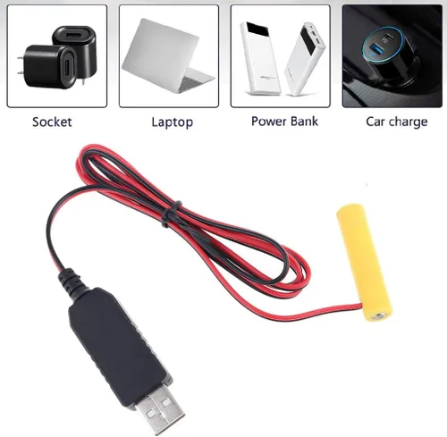 Miniatura 6 de tegongse LR6 AAA Eliminador de Batería 2M Cable de alimentación USB Reemplazar 1-4 pilas AAA - 1.5v/3v/4.5v/6v 2AAA