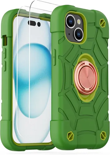 Miniatura 36 de KCJ Funda para iPhone SE 2022/2020, iPhone 8/7/6/6S, con [2×Protectores de Pantalla][Soporte de Anillo] Silicona Suave+PC Duro Protección Completa