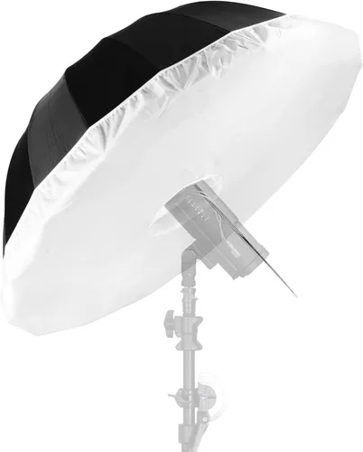 Selens Paraguas parabólico de 41 pulgadas con cubierta difusora, plegable, negro/plata, 16 varillas, paraguas reflectante para estudio fotográfico,