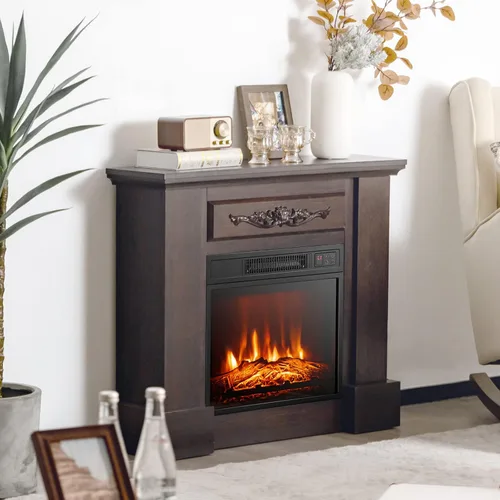 Miniatura 2 de ORALNER Inserto de chimenea eléctrica de 18 pulgadas, calentador de chimenea empotrado con 3 efectos de llama LED, control remoto y temporizador
