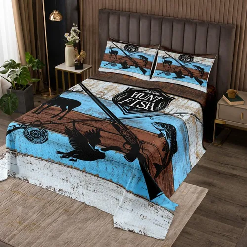Miniatura 17 de Castle Fairy Colcha con diseño de bandera de Estados Unidos, diseño de camuflaje marrón, cuernos de ciervos y animales salvajes, para dormitorio