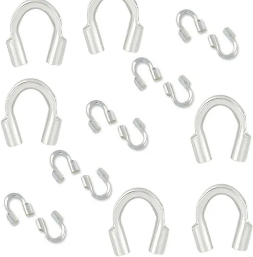 Adabele - Protector de hilo de alambre resistente al deslustre, 50 unidades, chapado en plata de ley (agujero de 1.6 ft/0.02 pulgadas) para
