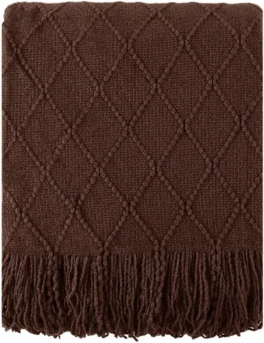 Miniatura 32 de BATTILO HOME Manta marrón para sofá, manta bohemia decorativa de punto chocolate para el hogar, cama, 50 x 60 pulgadas Marrón ondulado