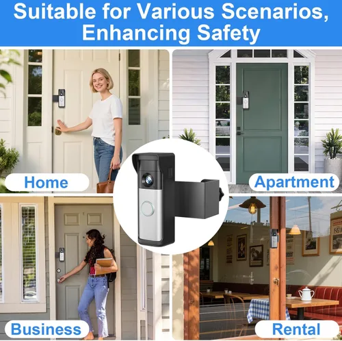 Miniatura 7 de Soporte antirrobo para timbre compatible con Ring 2026 Battery Doorbell/Plus/Pro, sin taladro, soporte inalámbrico para cámara de video con cubierta