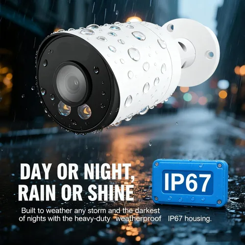 Miniatura 7 de Real HD Cámara IP POE de visión nocturna a todo color de 6MP para sistemas IP NVR, con luces blancas visibles, ángulo de visión de 105°, al aire