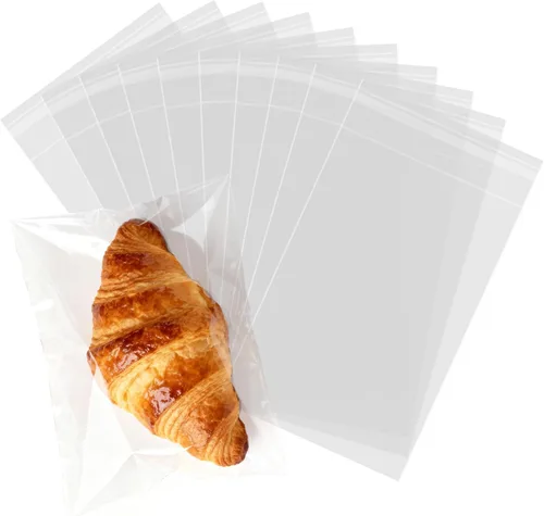 Miniatura 8 de 200 bolsas de celofán autosellantes, bolsas de galletas de 6 x 6 pulgadas, bolsas de celofán resellables autoadhesivas para panadería, galletas