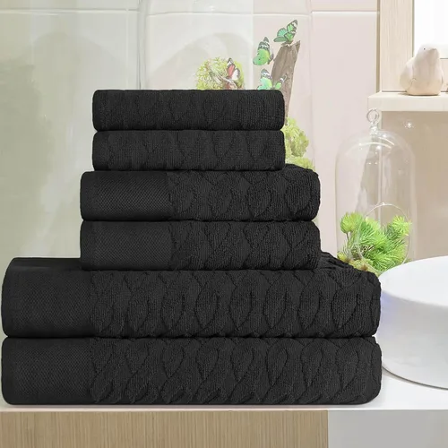 Miniatura 73 de Superior Juego de 6 toallas de 100% algodón egipcio de 500 GSM, 6 piezas, 2 caras, 2 manos, 2 toallas, ideal para baño, cocina o playa, de secado