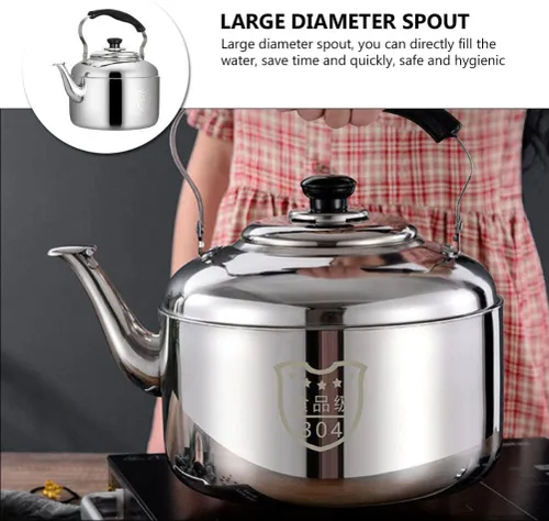 Miniatura 5 de Luxshiny Hervidor de té de gran capacidad, tetera silbante, cómoda manija aislada, hervidor de agua de acero inoxidable de grado alimenticio