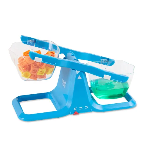 Miniatura 5 de hand2mind Balanza de cubo ajustable azul, báscula de balanza de cubo doble transparente para líquidos y sólidos, báscula para niños fácil de montar