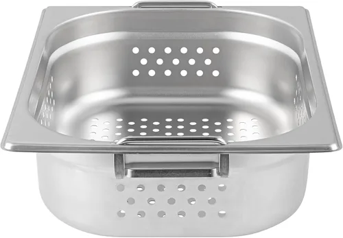Miniatura 11 de Restaurantware Met Lux - Bandeja perforada para mesa de vapor, tamaño medio, 4 pulgadas de profundidad, asas plegables, antiatascos, acero