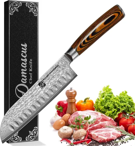 Miniatura 10 de Cuchillo de chef profesional de Damasco, 67 capas hecho a mano de 8 pulgadas, cuchillo de chef de Damasco, VG10 Super Steel Core