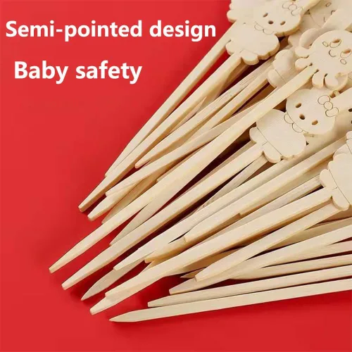 Miniatura 6 de Pinchos de bambú natural de dibujos animados para aperitivos de alimentos de 3.5 4.7 pulgadas, palillos de madera para cóctel, bocadillos de frutas