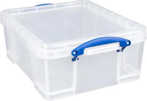 Miniatura 7 de Really Useful Box - 10 unidades de contenedores de plástico para almacenamiento de 17 L, con tapas de cierre rápido y candado de clip, transparentes
