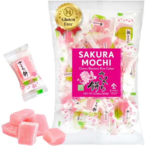 YAMASAN KYOTO UJI Dulces de Sakura Mochi japonés, pasteles de arroz de cerezo tradicional real, 300g/10.58oz, bocadillos japoneses, dulces
