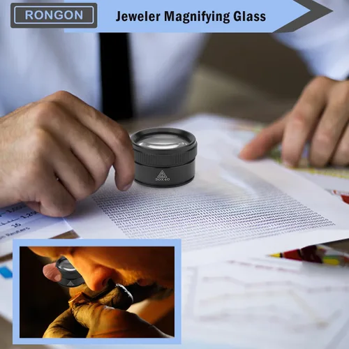 Miniatura 4 de Rongon Lupa portátil de lectura de bolsillo 30X, lupas ópticas, mini lupa de escritorio, microscopio de bucle, lente de lupa para joyero, sellos