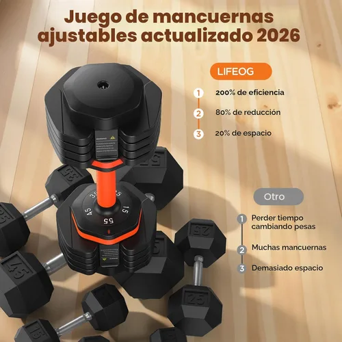 Miniatura 2 de Juego de mancuernas ajustables actualizado 2025 de 2, juego de mancuernas de 110 libras/50 libras con caja de almacenamiento, pesas ajustables de 25