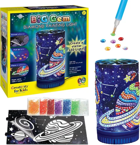 Miniatura 13 de Creativity for Kids - Juego de pintura de diamantes de gemas grandes de Halloween Crea 13 calcomanías espeluznantes y 2 caireles con más de 1000